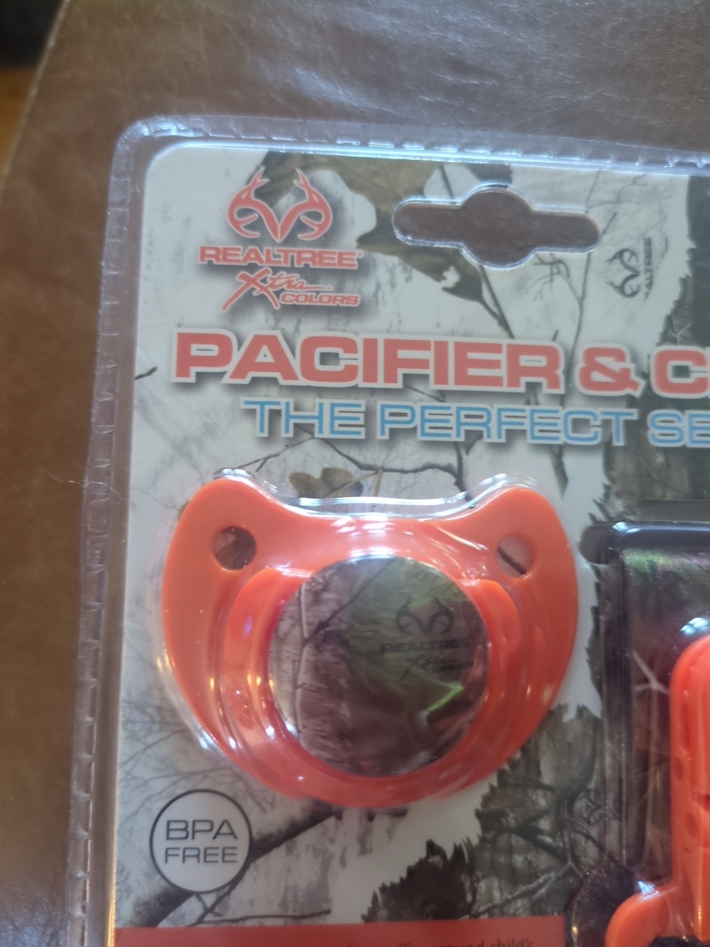 Realtree Orange Pacifier & Clip Set - Picture 2 of 5